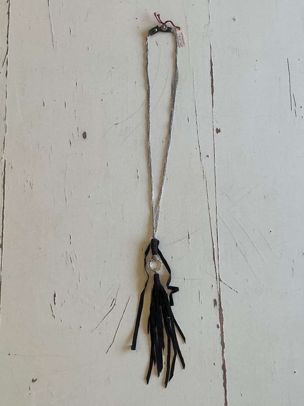 New with Tags Johnny Was Yadira silver & suede necklace